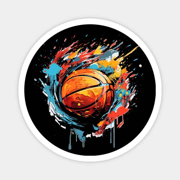 Basketball Lover Splash Graffiti Art Design Magnet by mieeewoArt
